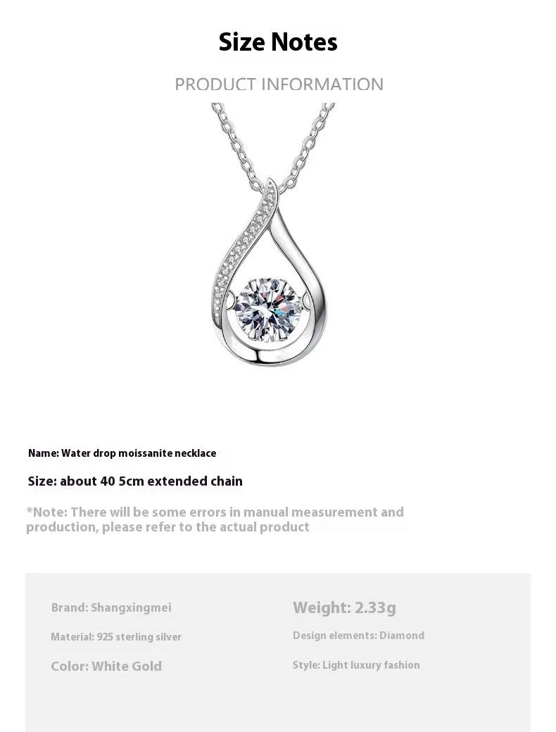 925 silver drop pendant necklace with O-ring chain in white gold colour option