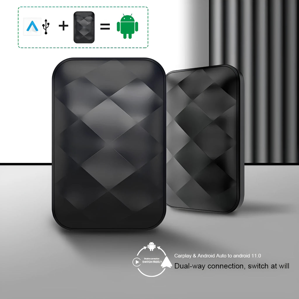 Android smart car upgrade box with ABS plastic casing measuring 81mm wide