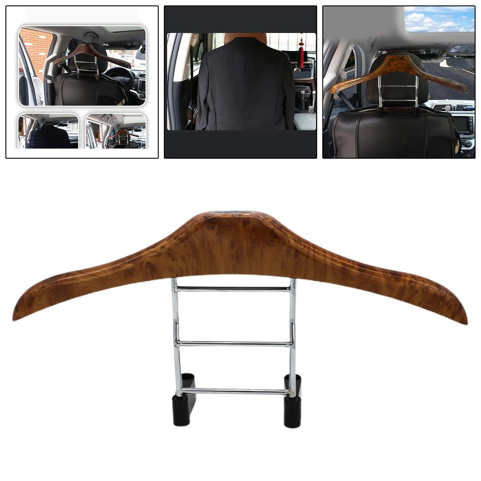 Wood yellow stainless steel car clothes hanger with removable design for suits and uniforms