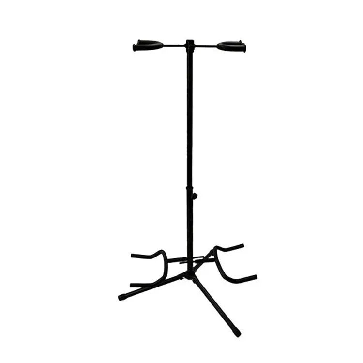 Black iron vertical double-headed adjustable guitar stand for acoustic and electric guitars