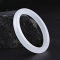 Gao Bing Jade ice-like white moonlight bracelet in flat rod and round rod styles on a neutral background.