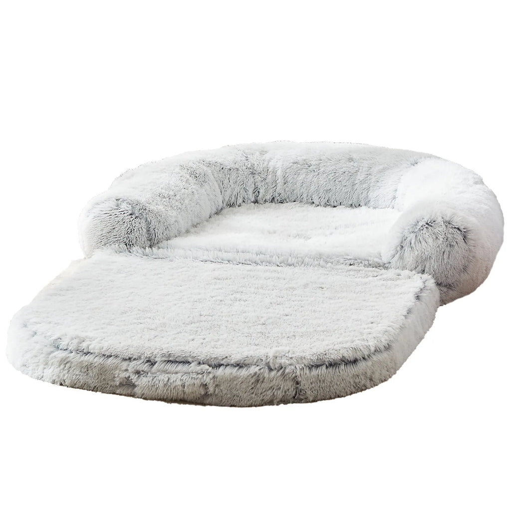 Large pet bed foldable sofa for dogs 180x115x25cm long hair gray removable washable cover