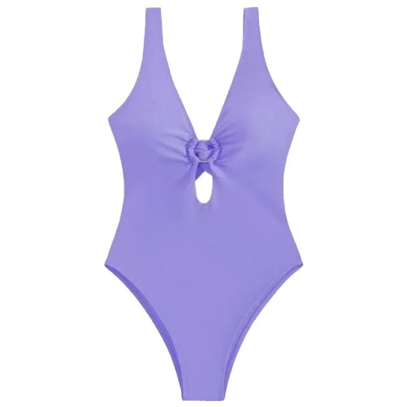 Women's solid colour polyester one-piece swimsuit for swimming available in multiple sizes and colours