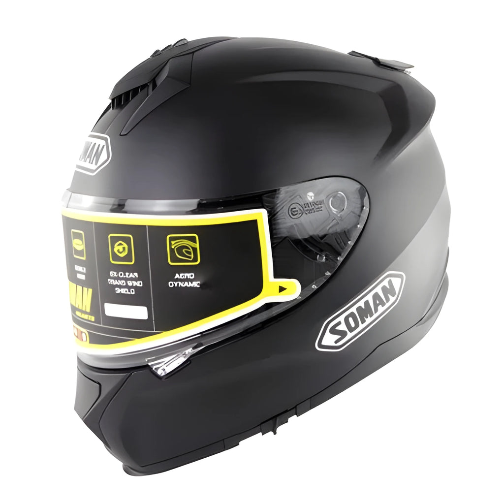 Motorcycle electric bicycle riding helmet with anti-fog double lens in Matte Black colour