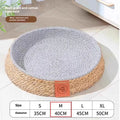 Natural woven rattan cat nest bed available in S, M, L, and XL sizes