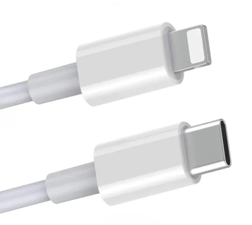 White 20W UK plug phone charger with Type-C cable in various lengths