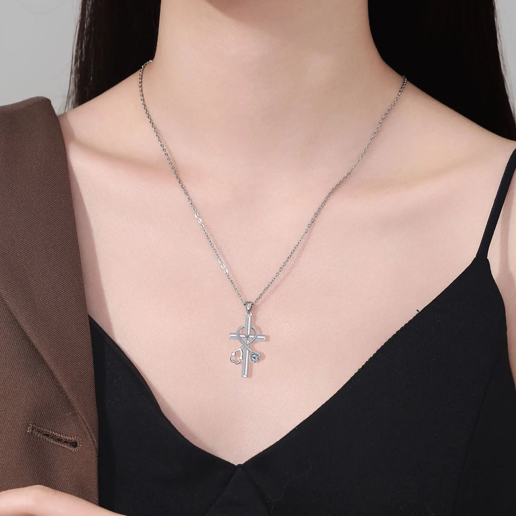 Original design cross stethoscope necklace with electroplated copper pendant and chain