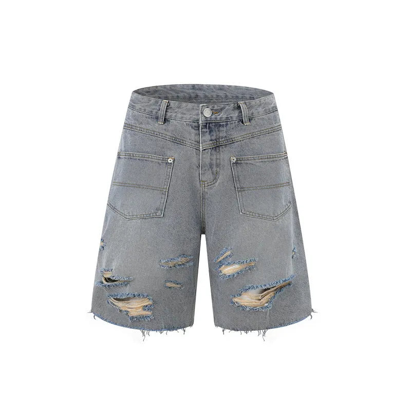 Denim overall suit with matching short sleeve top and trousers in streetwear style
