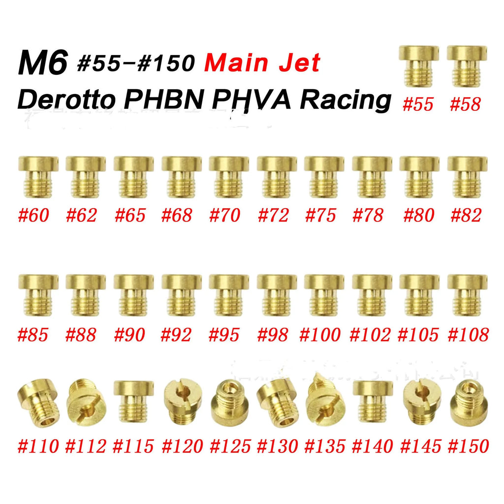M6 threaded metal carburettor main jet for Derotto PHBN PHVA models