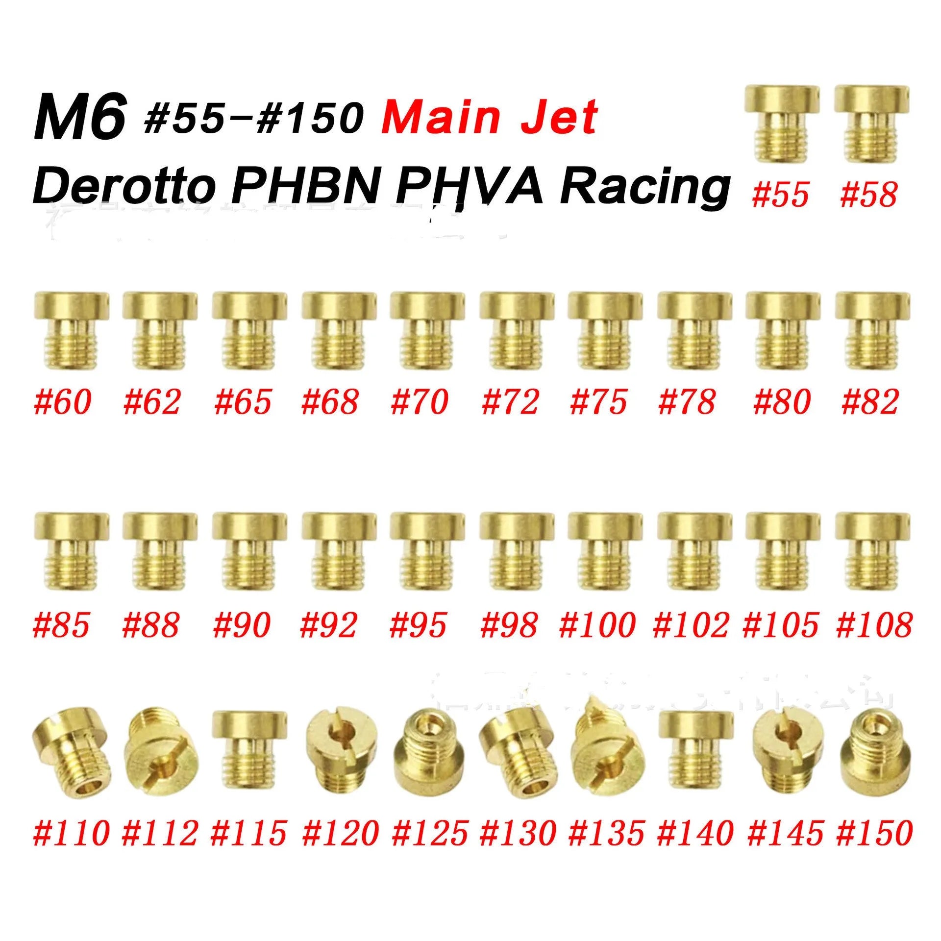 M6 threaded metal carburettor main jet for Derotto PHBN PHVA models