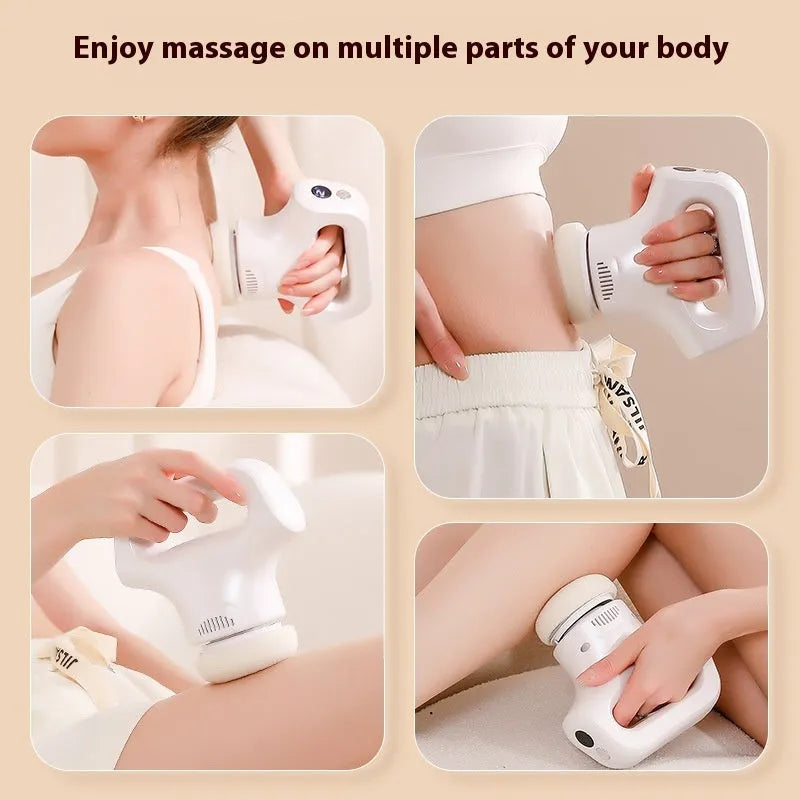 Portable body massage instrument in black, grey, pink or white with Type-C charging port