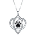 Copper necklace with dogs and cats footprints pendant on cross chain