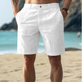 Men's solid-colour casual trousers with a five-point library length, button fly, and straight leg.