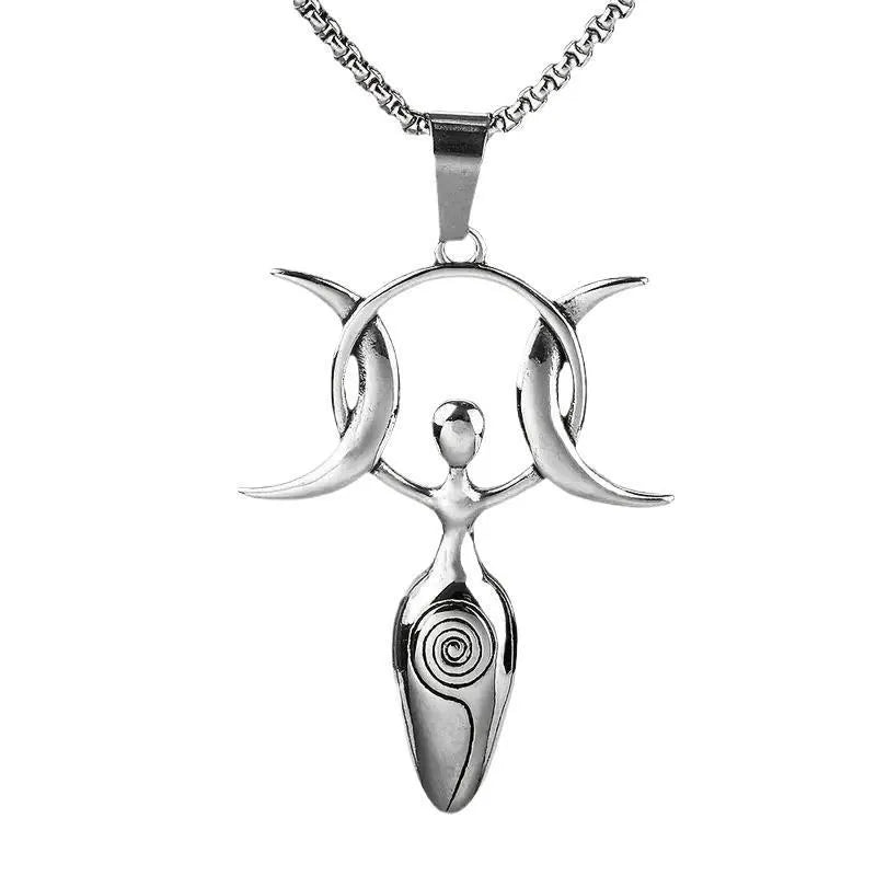 Silver alloy U-shaped drop-shaped Viking pagan goddess pendant on a clavicle chain
