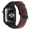 Top layer cowhide leather watch strap for Apple Watch 38-40mm and 42-44mm in oil wax finish, black colour option
