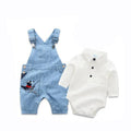 White cotton triangle jumpsuit overalls suit for baby with long sleeves, sporty style, suitable for 59-90cm height