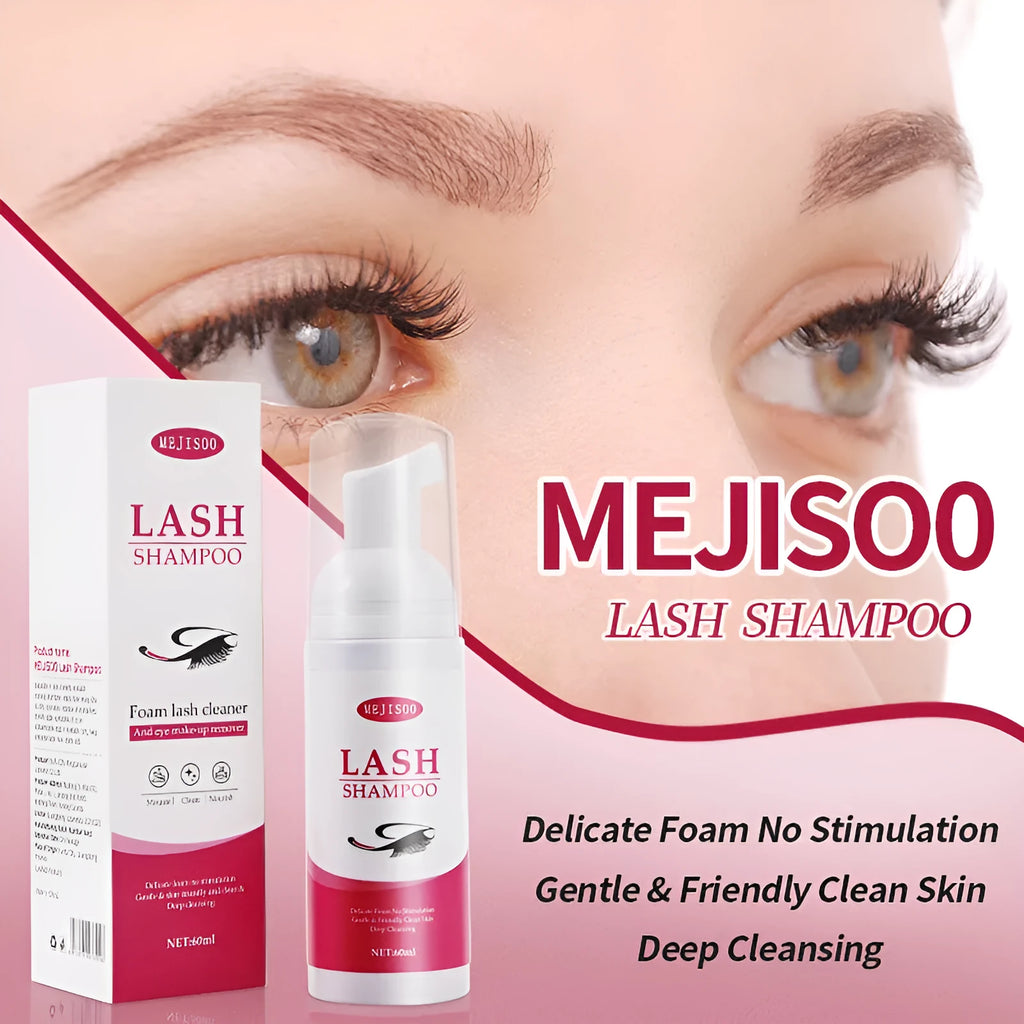 60ml lash shampoo mousse bottle for eyelash cleaning, 3.7cm by 13.5cm size.