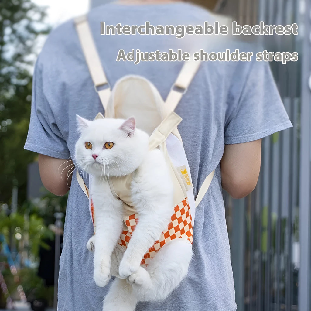 Soft polyester canvas pet backpack carrier for cats and small dogs in multiple colour options