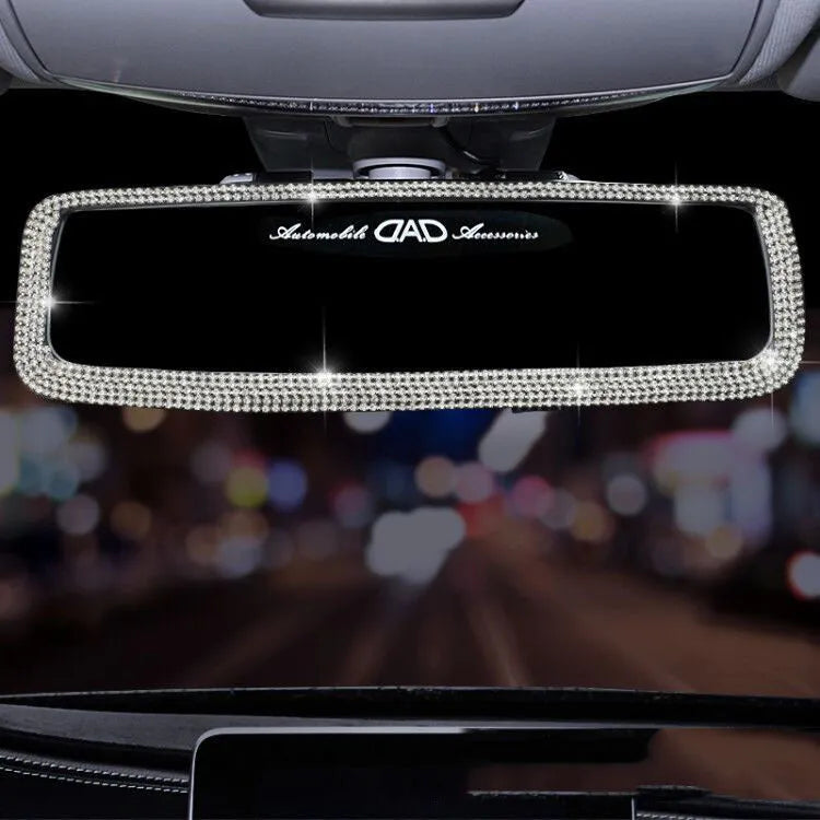 HD plastic diamond rearview mirror decoration in silver diamond piece finish for car interior