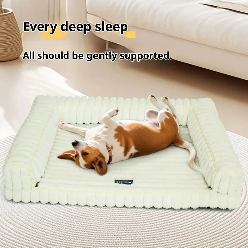 Corduroy cushion pet bed in dehaired angora fabric with removable cover for dogs