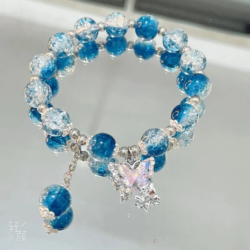 Chinese style glass bracelet with bamboo joint design elements in multiple colour options
