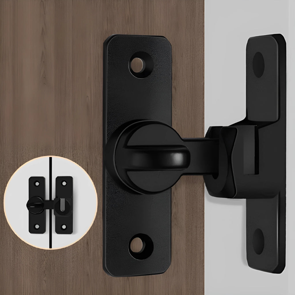 Aluminium alloy punch-free door latch in silver, black, gray, and gold colour options on a white background.