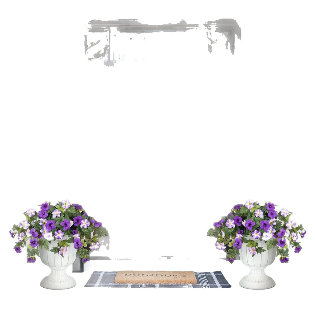 Plastic artificial flower with fork base in European courtyard design for outdoor garden display
