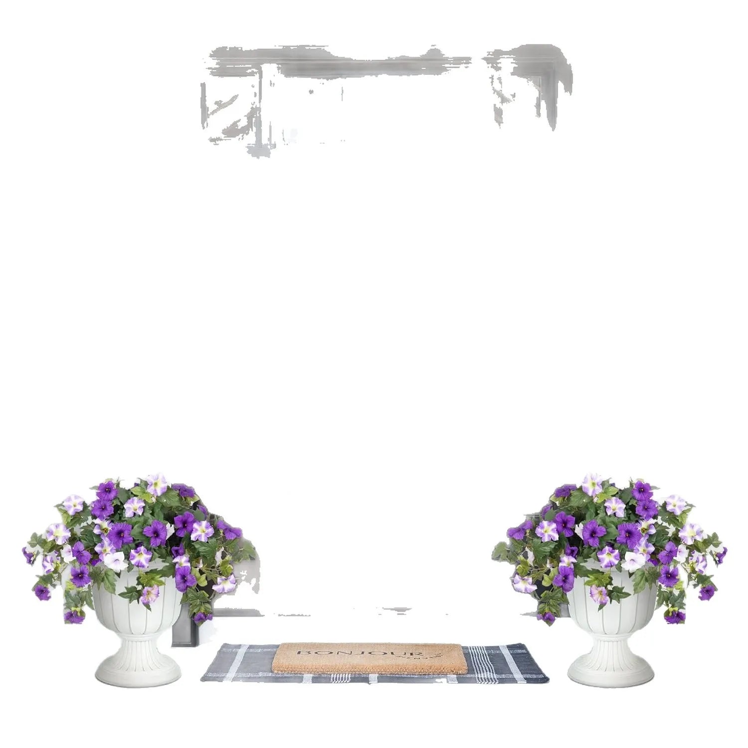 Plastic artificial flower with fork base in European courtyard design for outdoor garden display