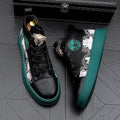 Men's high-top board shoes in black with microfiber upper, rubber sole, and lace-up closure.