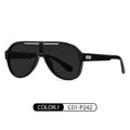 Fashion TR90 one-piece large frame polarized sunglasses in bright black and gray sheet colour