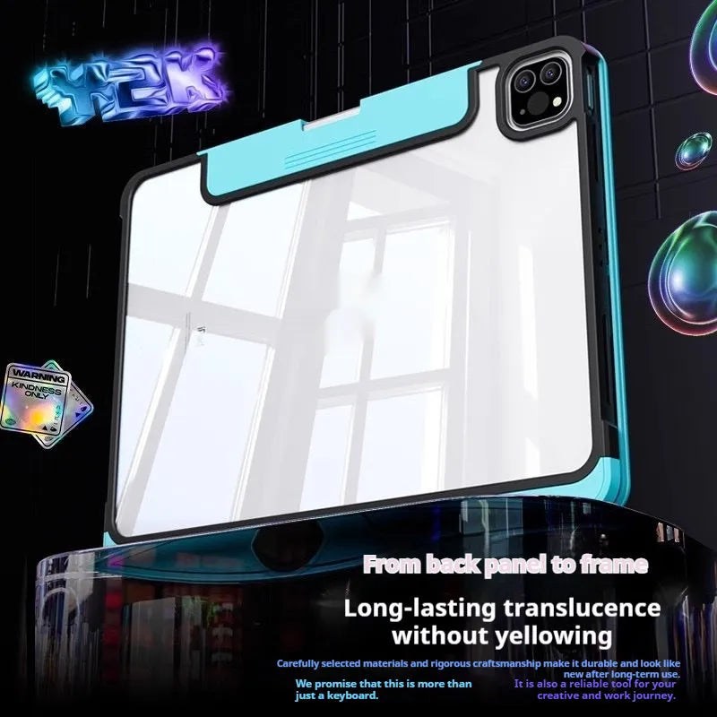 Blue iPad Pro protective case showing shockproof PC construction for 11-inch tablet
