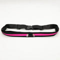 Unisex polyester sports waist bag with double pocket and slim zip, in black, green, blue, rose or orange
