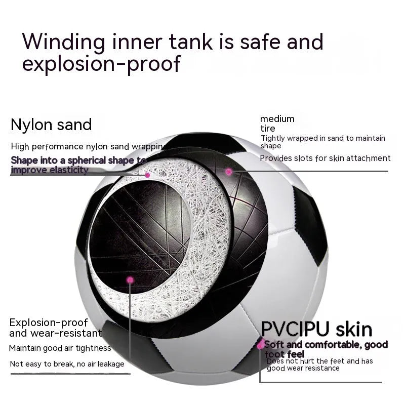 PVC machine seam football in No 4 size for 5-7 player systems, shown in a selection of colours.