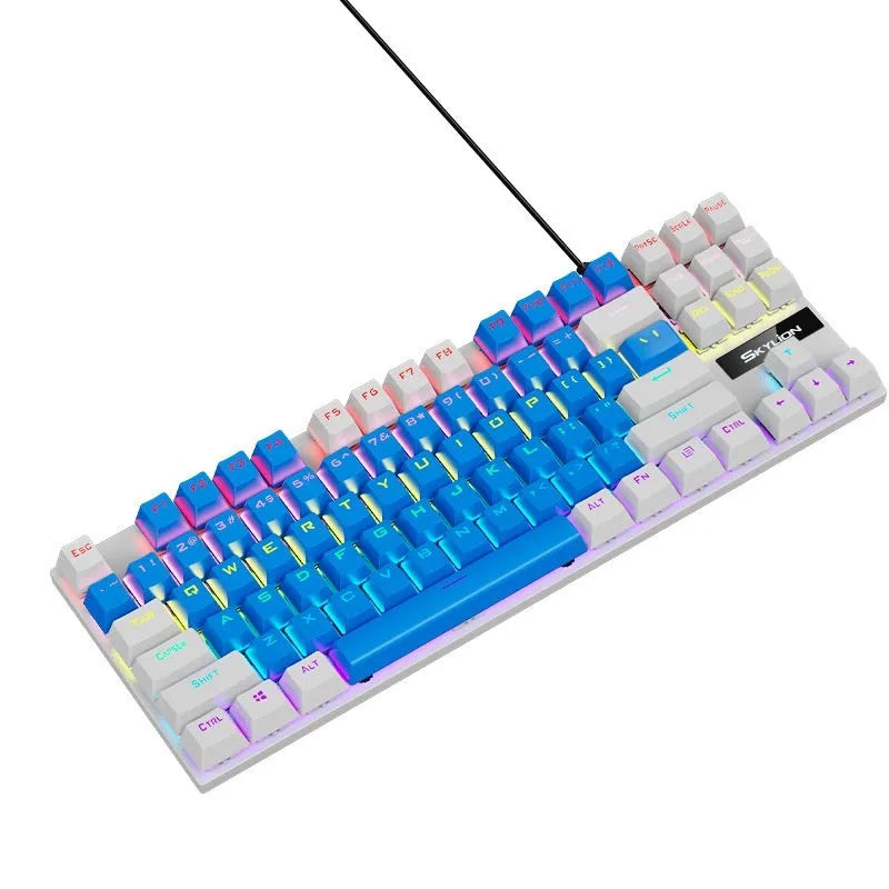 K87 mechanical gaming keyboard with choice of green or red switches in black, white, or coloured options