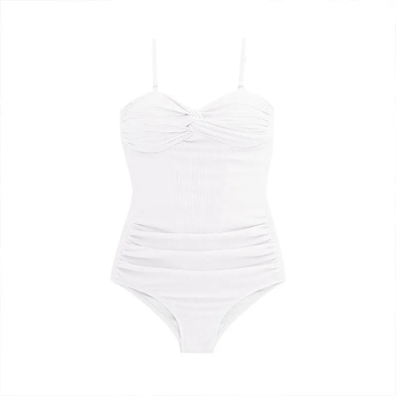 Women's black suspender strap one-piece swimsuit jumpsuit on mannequin