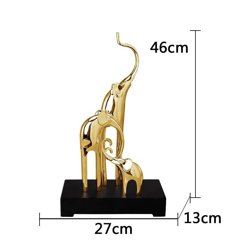 European style elephant decorative ornament in bright gold, rose gold, silver, or retro colour finishes