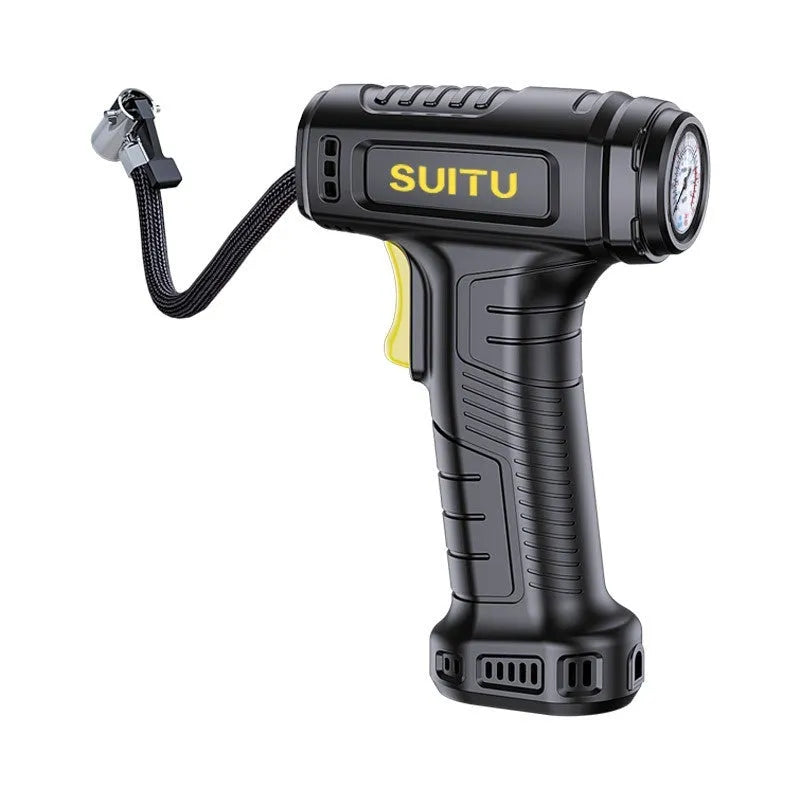 120W handheld inflator with digital display, lighting, ABS alloy body, 160 x 60 x 230 mm, DC12V, 20L/min airflow, air nozzle