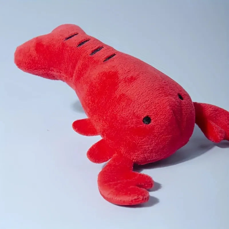 Red plush lobster dog toy with squeaker for small and medium dogs