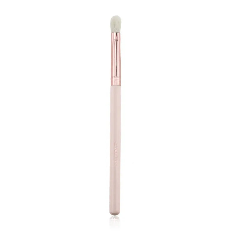 26-piece pink makeup brush set with wooden handles and wool brush hairs in PU storage bag