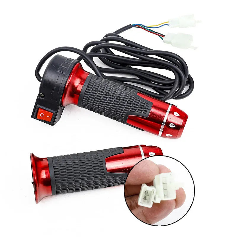 Three-speed rotating plastic handle for electric car accelerator conversion, shown with matching refuelling switch.