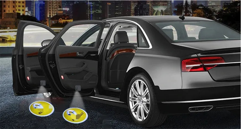 Black wireless car LED welcome door projection light showing custom logo on ground