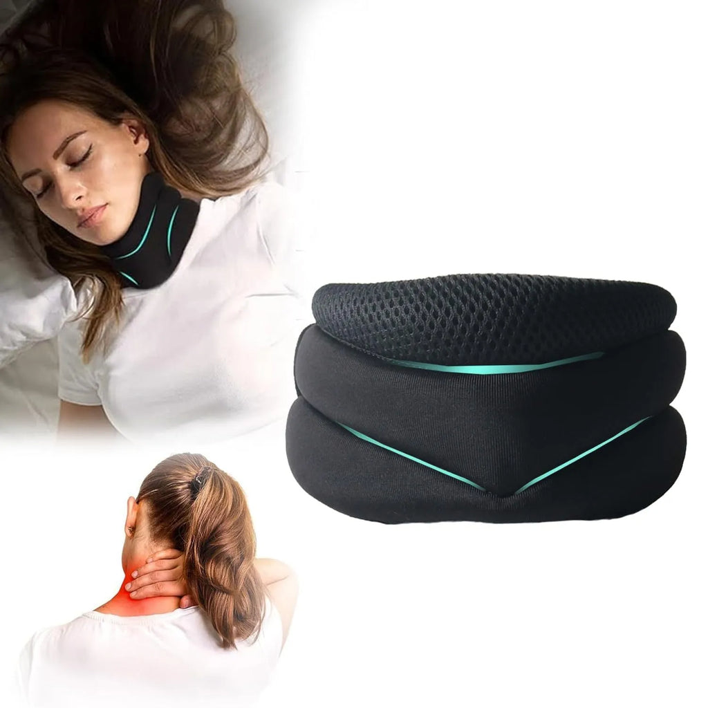 Black upgraded foam cervical collar neck brace, 40cm adjustable free size with lower jaw support