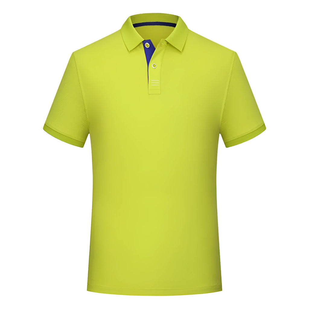 Solid colour cotton polo collar casual t-shirt with short sleeves, available in ten colours and sizes S to 4XL