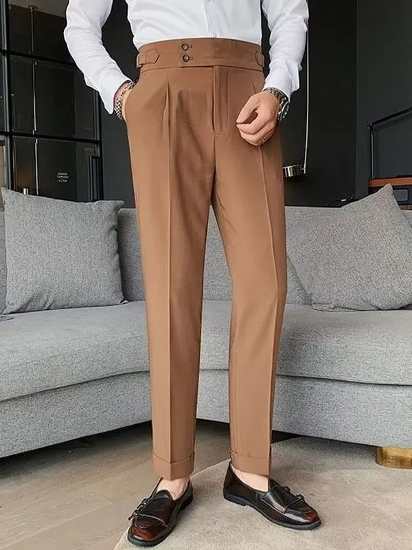 Retro high waist straight leg trousers in black, brown, grey or white colours