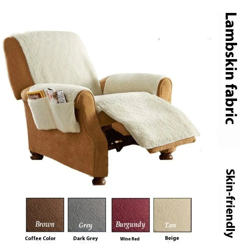 Universal polyester sofa slipcover in a lambswool colour on a sofa cushion