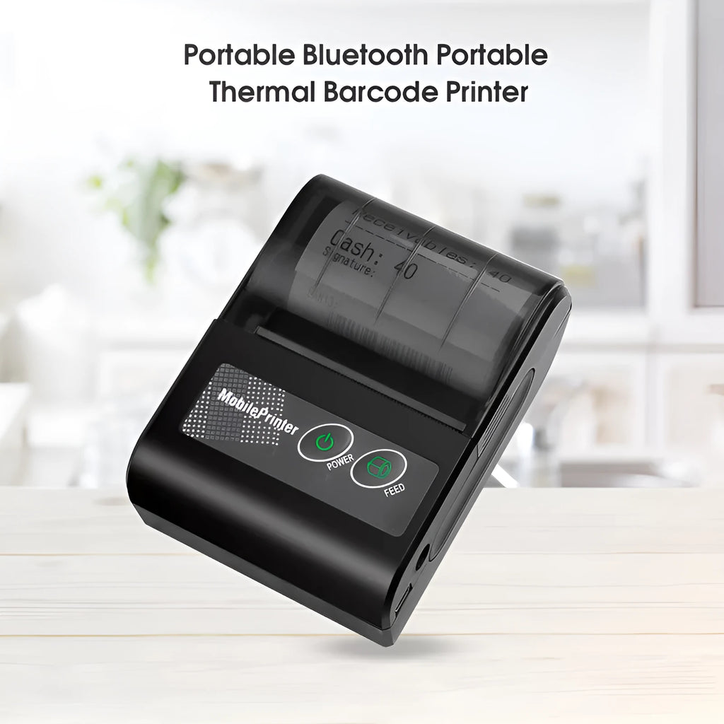 Blue plastic portable Bluetooth thermal printer for convenience store bill printing with UK EU US plug options