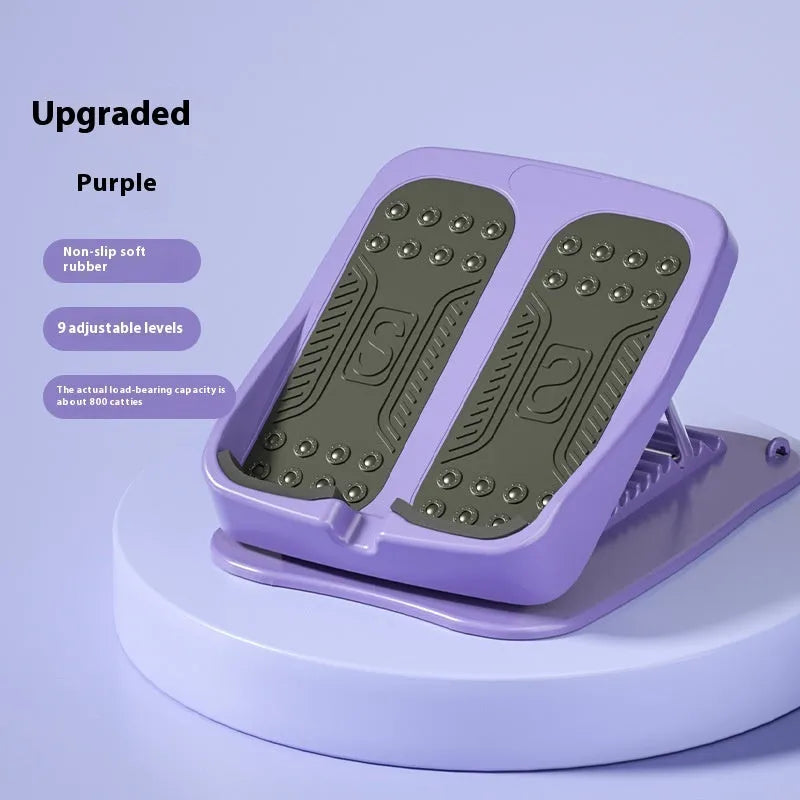 Foldable skinny leg stretch board with oblique pedal in ABS PP, available in purple or green