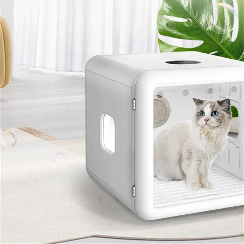White multifunctional pet drying box with large capacity for dogs and cats