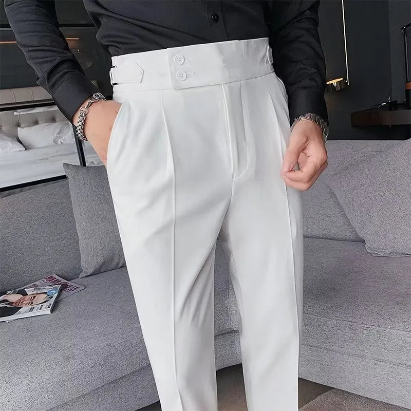 Retro high waist straight leg trousers in black, brown, grey or white colours