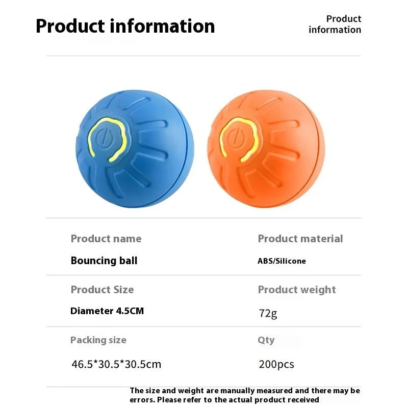 Smart dog toy ball 42mm USB automatic moving bouncing electronic pet toy in blue